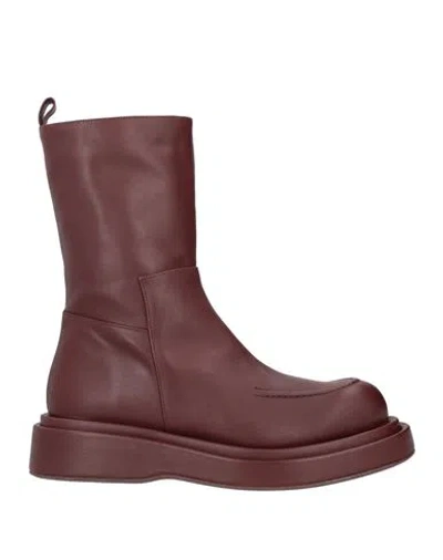 Paloma Barceló Woman Ankle Boots Burgundy Size 6 Soft Leather In Red
