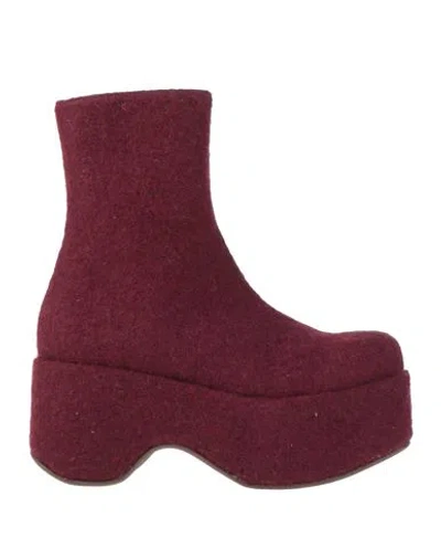 Paloma Barceló Woman Ankle Boots Burgundy Size 7 Textile Fibers In Red
