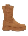 Paloma Barceló Woman Ankle Boots Camel Size 8 Leather In Beige