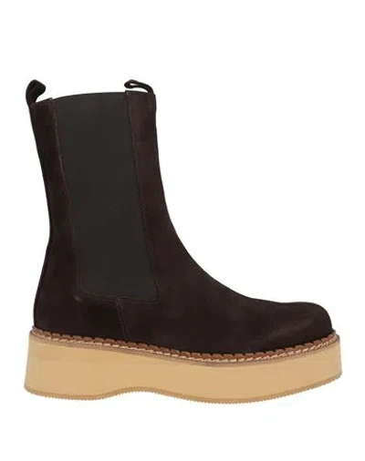 PALOMA BARCELÓ PALOMA BARCELÓ WOMAN ANKLE BOOTS DARK BROWN SIZE 7 SOFT LEATHER