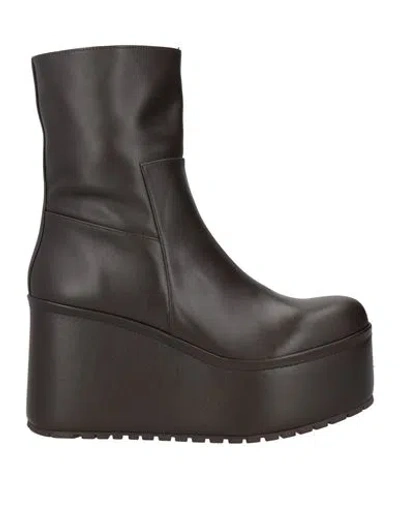 Paloma Barceló Woman Ankle Boots Dark Brown Size 9.5 Leather In Black