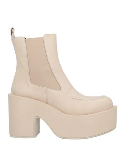 Paloma Barceló Woman Ankle Boots Ivory Size 9.5 Leather
