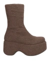 Paloma Barceló Woman Ankle Boots Khaki Size 6 Textile Fibers In Beige