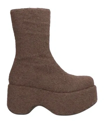 Paloma Barceló Woman Ankle Boots Khaki Size 6 Textile Fibers In Beige