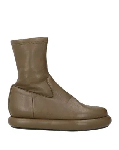 Paloma Barceló Woman Ankle Boots Khaki Size 7 Textile Fibers In Beige