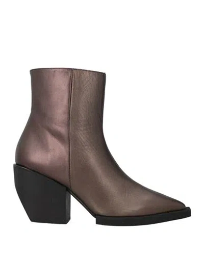 Paloma Barceló Woman Ankle Boots Khaki Size 8 Leather In Brown