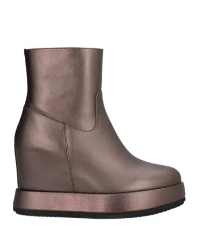 Paloma Barceló Woman Ankle Boots Lead Size 8 Leather In Grey