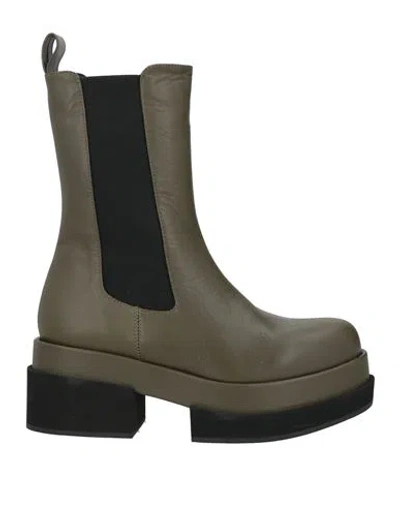 Paloma Barceló Woman Ankle Boots Military Green Size 10 Soft Leather