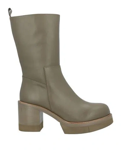 Paloma Barceló Woman Ankle Boots Military Green Size 9.5 Leather
