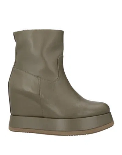 Paloma Barceló Woman Ankle Boots Military Green Size 7 Leather