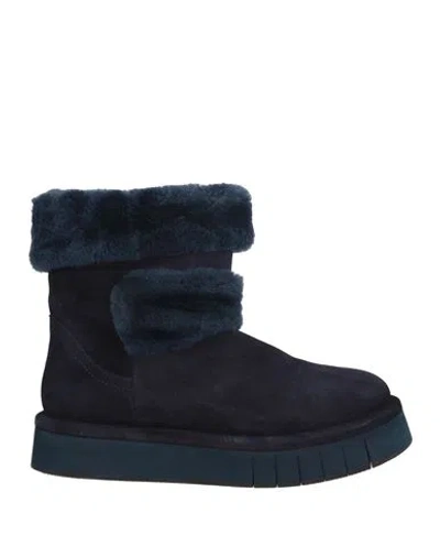 Paloma Barceló Woman Ankle Boots Navy Size 8 Leather In Blue