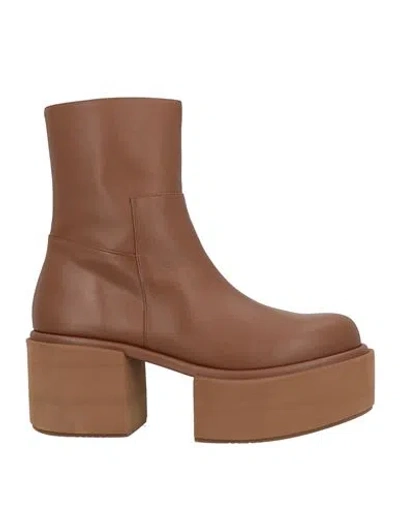 Paloma Barceló Woman Ankle Boots Tan Size 10 Leather In Brown