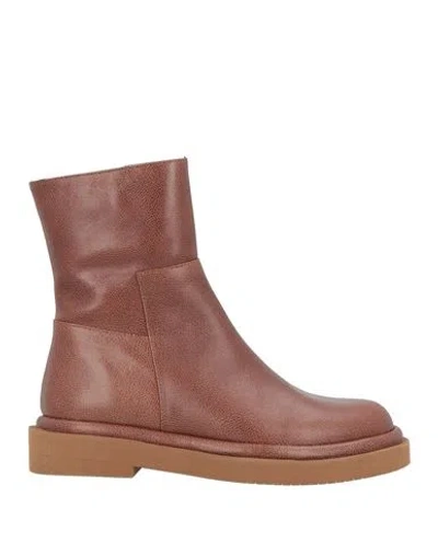 Paloma Barceló Woman Ankle Boots Tan Size 7 Leather In Brown