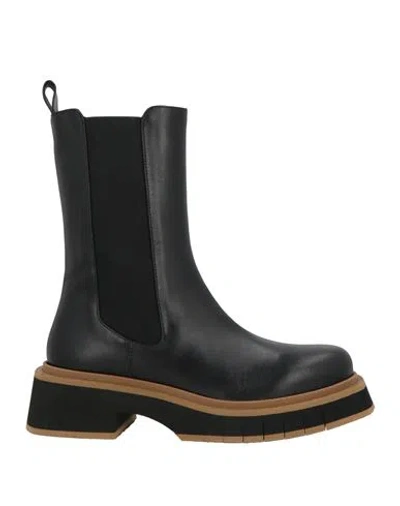 Paloma Barceló Woman Ankle Boots Tan Size 8 Leather In Black