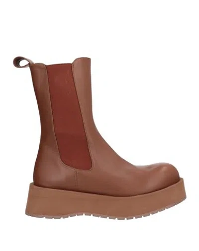 Paloma Barceló Woman Ankle Boots Tan Size 9.5 Soft Leather In Brown