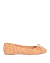 Paloma Barceló Woman Ballet Flats Apricot Size 8 Natural Raffia In Orange