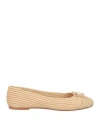 Paloma Barceló Woman Ballet Flats Sand Size 8 Natural Raffia In Beige
