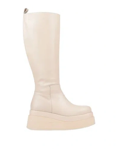 Paloma Barceló Woman Boot Beige Size 9.5 Soft Leather In White