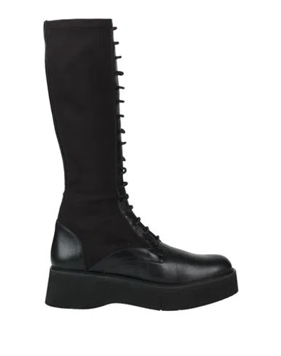 Paloma Barceló Woman Boot Black Size 10 Leather, Textile Fibers
