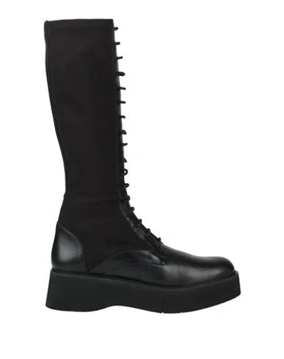 Paloma Barceló Woman Boot Black Size 9.5 Leather, Textile Fibers