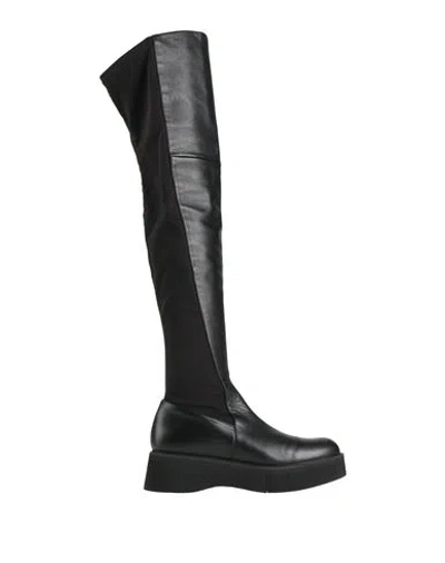 Paloma Barceló Woman Boot Black Size 6 Leather, Textile Fibers