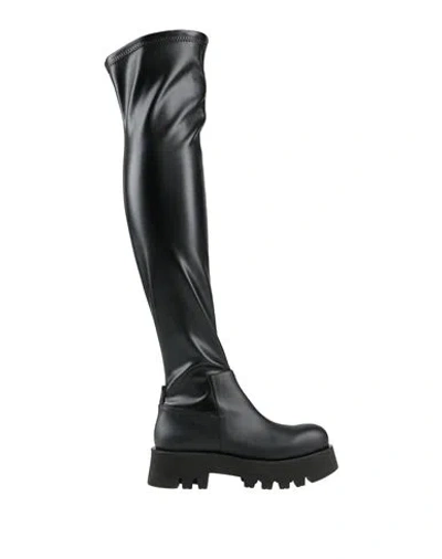 Paloma Barceló Woman Boot Black Size 7 Soft Leather, Textile Fibers