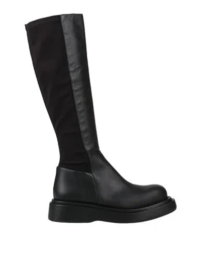 Paloma Barceló Woman Boot Black Size 7 Soft Leather, Textile Fibers