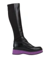 Paloma Barceló Woman Boot Black Size 6 Leather, Elastic Fibres In Black