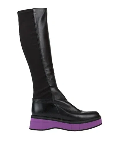 Paloma Barceló Woman Boot Black Size 6 Leather, Elastic Fibres