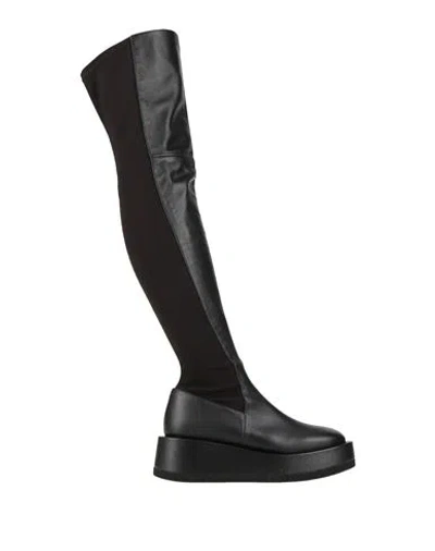 Paloma Barceló Woman Boot Black Size 9.5 Soft Leather, Textile Fibers