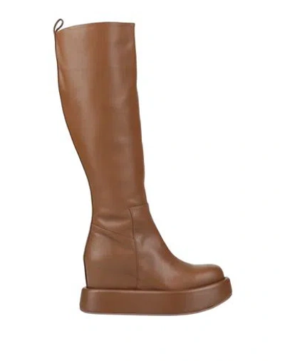 Paloma Barceló Woman Boot Camel Size 9.5 Soft Leather In Beige