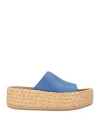 Paloma Barceló Woman Espadrilles Azure Size 10 Leather In Blue