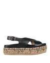 Paloma Barceló Raffia Wedge Sandal Cross Black In Black