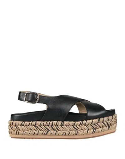 PALOMA BARCELÓ PALOMA BARCELÓ WOMAN ESPADRILLES BLACK SIZE 8 LEATHER