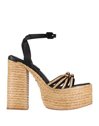 Paloma Barceló Woman Espadrilles Black Size 8 Textile Fibers, Soft Leather
