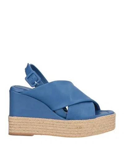 Paloma Barceló Woman Espadrilles Blue Size 10 Leather