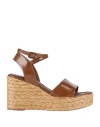 Paloma Barceló High Raffia Wedge Sandal Brown Varnish In Brown