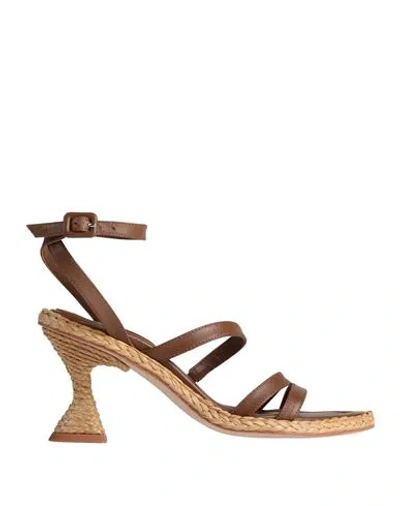 Paloma Barceló Woman Espadrilles Brown Size 8 Lambskin, Straw