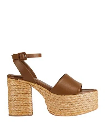 Paloma Barceló Woman Espadrilles Brown Size 9.5 Leather