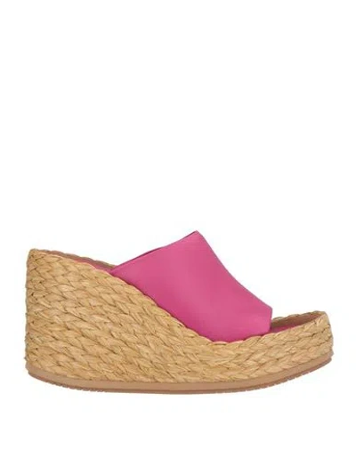 Paloma Barceló Woman Espadrilles Fuchsia Size 7 Leather In Pink