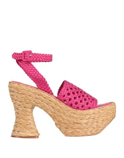 Paloma Barceló Woman Espadrilles Fuchsia Size 6 Textile Fibers In Pink