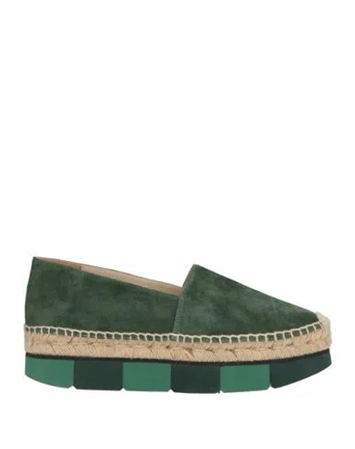 Paloma Barceló Woman Espadrilles Green Size 7 Leather In Multi
