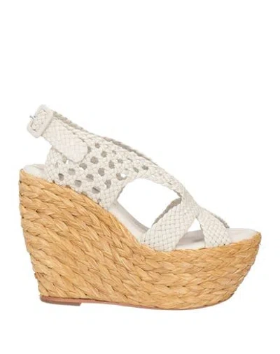 Paloma Barceló Woman Espadrilles Light Grey Size 8 Leather In White