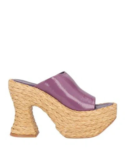 Paloma Barceló Woman Espadrilles Mauve Size 7 Leather In Purple