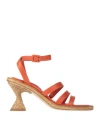 Paloma Barceló Woman Espadrilles Orange Size 6 Leather