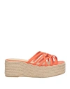 Paloma Barceló Woman Espadrilles Orange Size 10 Leather In Orange