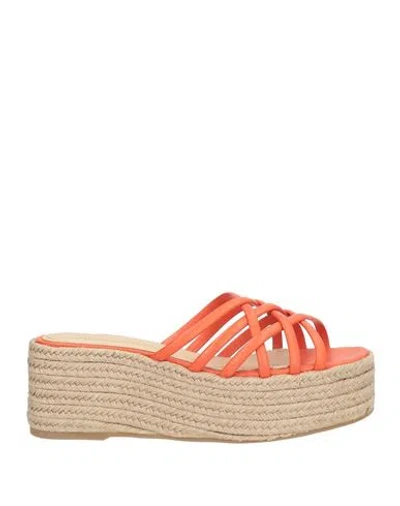 Paloma Barceló Woman Espadrilles Orange Size 10 Leather