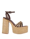 Paloma Barceló Woman Espadrilles Tan Size 10 Textile Fibers, Soft Leather In Brown