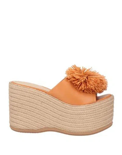 Paloma Barceló Woman Espadrilles Tan Size 6 Leather In Brown