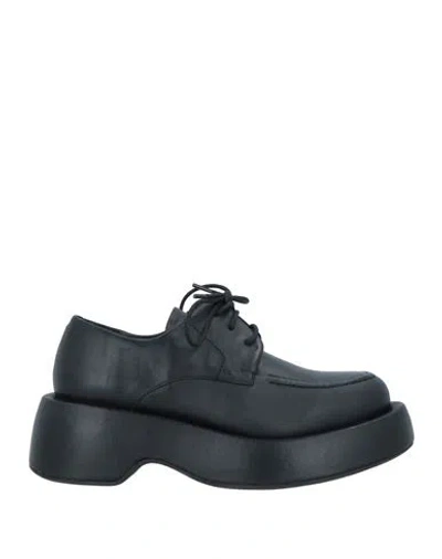 Paloma Barceló Woman Lace-up Shoes Black Size 9.5 Soft Leather
